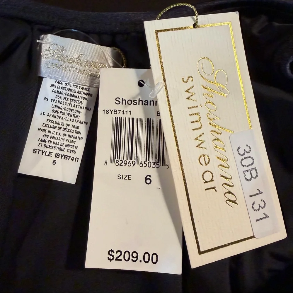 NWT Shoshanna Black One-Piece Checkered Gingham Lace-Up Bust Swimsuit Size 6